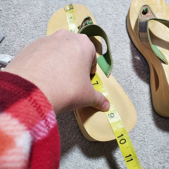 ROBERTO VIANNI Platform Cut-Out Wedge Thong Sandals Flip Flops Leather Women's 8 - Picture 11 of 13